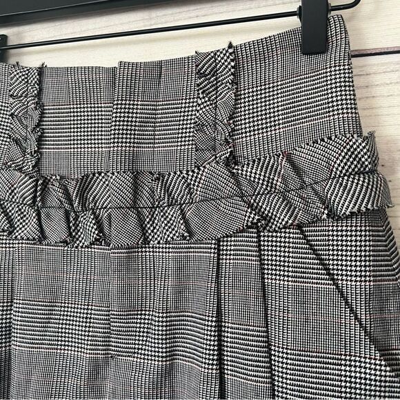 Marissa Webb Lennox Black & White Plaid Ruffle Detailed Wool Mini Skirt - Picture 2 of 9